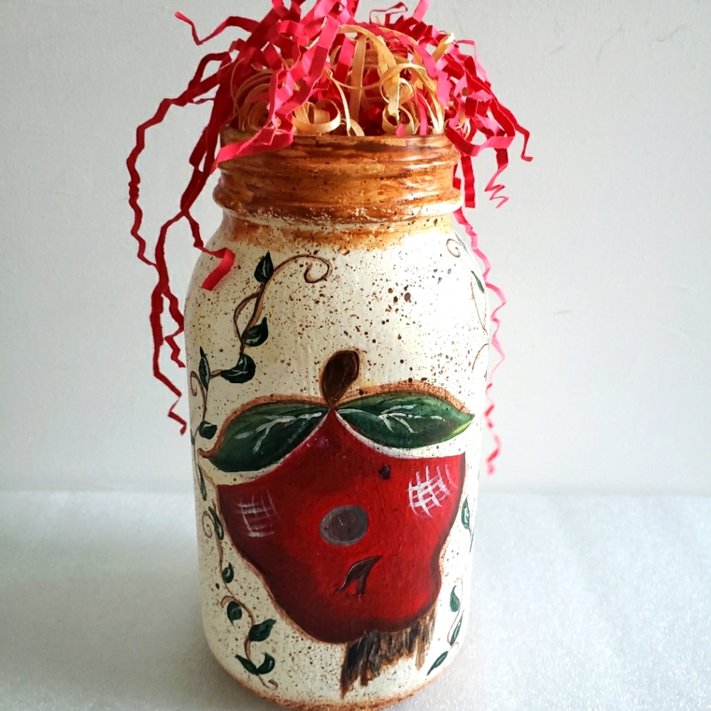 Apple Painted Jar